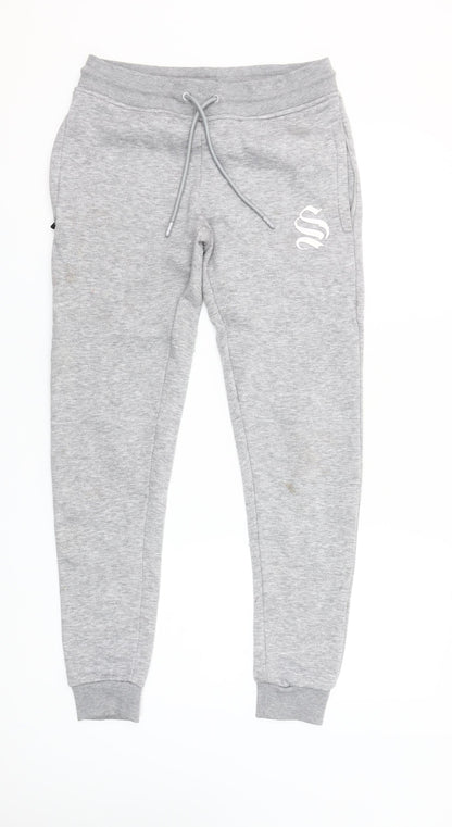 Sinners Attire Grey Womens Jogger Trousers Small Fleece Lined Casual Comfort Fit
