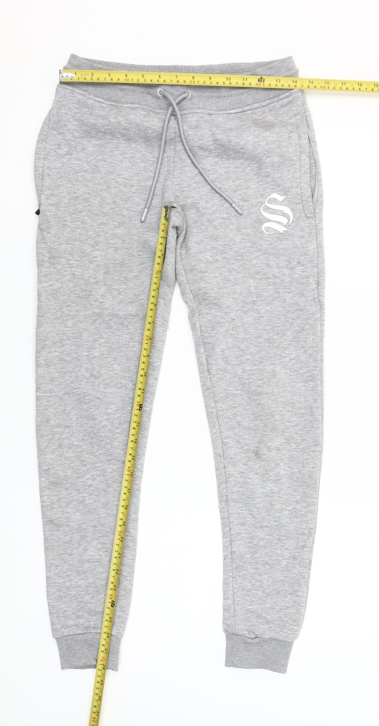 Sinners Attire Grey Womens Jogger Trousers Small Fleece Lined Casual Comfort Fit