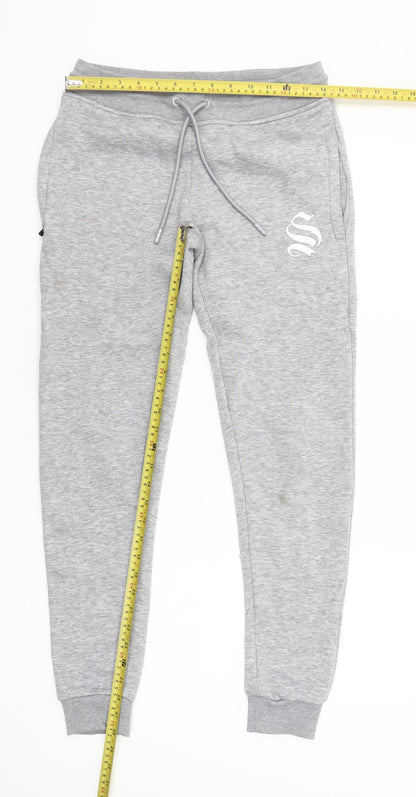 Sinners Attire Grey Womens Jogger Trousers Small Fleece Lined Casual Comfort Fit