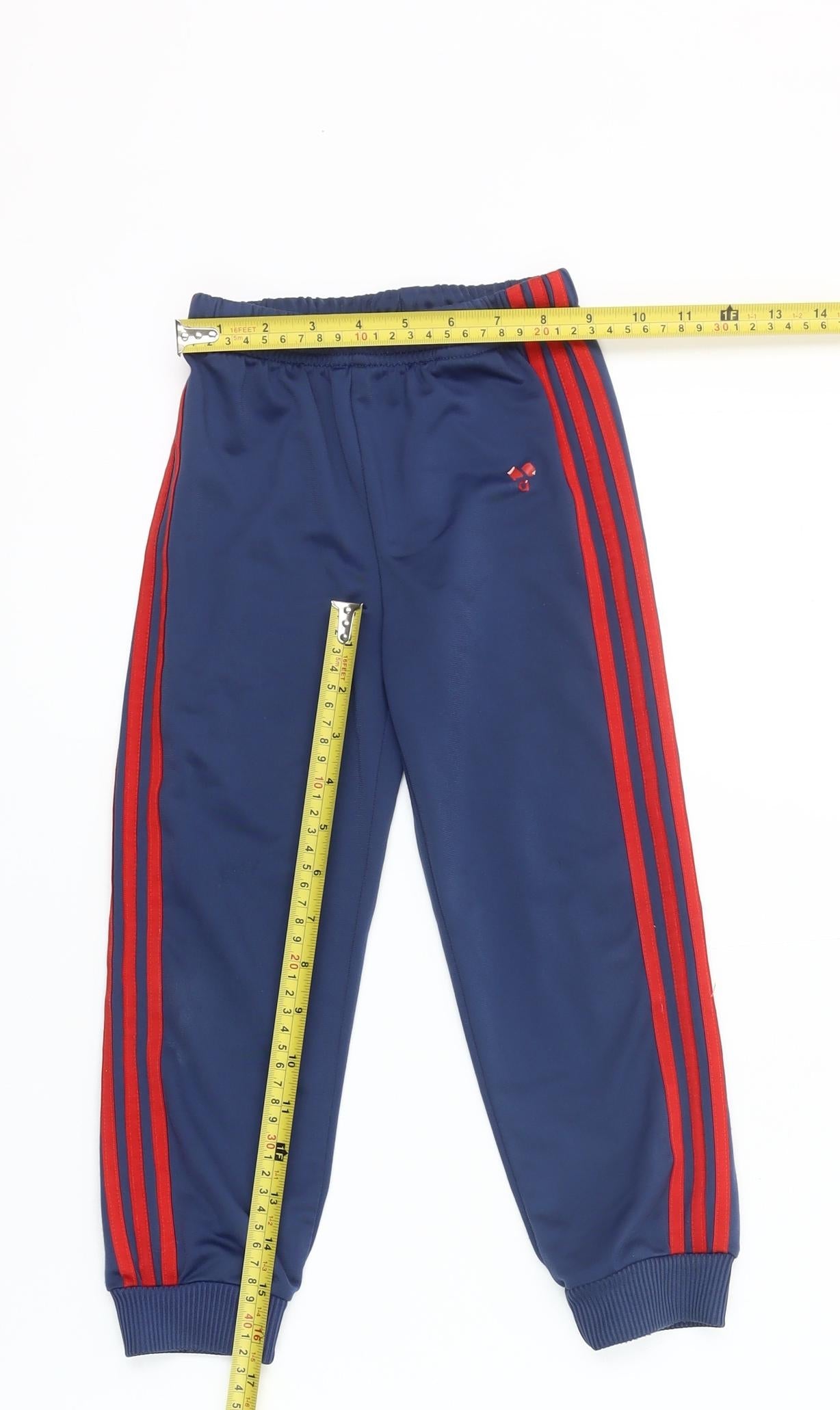 Adidas Boys Blue Jogger Trousers 3-4 Years Elastic Waist Sportswear
