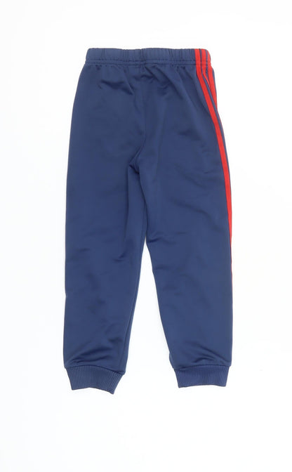 Adidas Boys Blue Jogger Trousers 3-4 Years Elastic Waist Sportswear