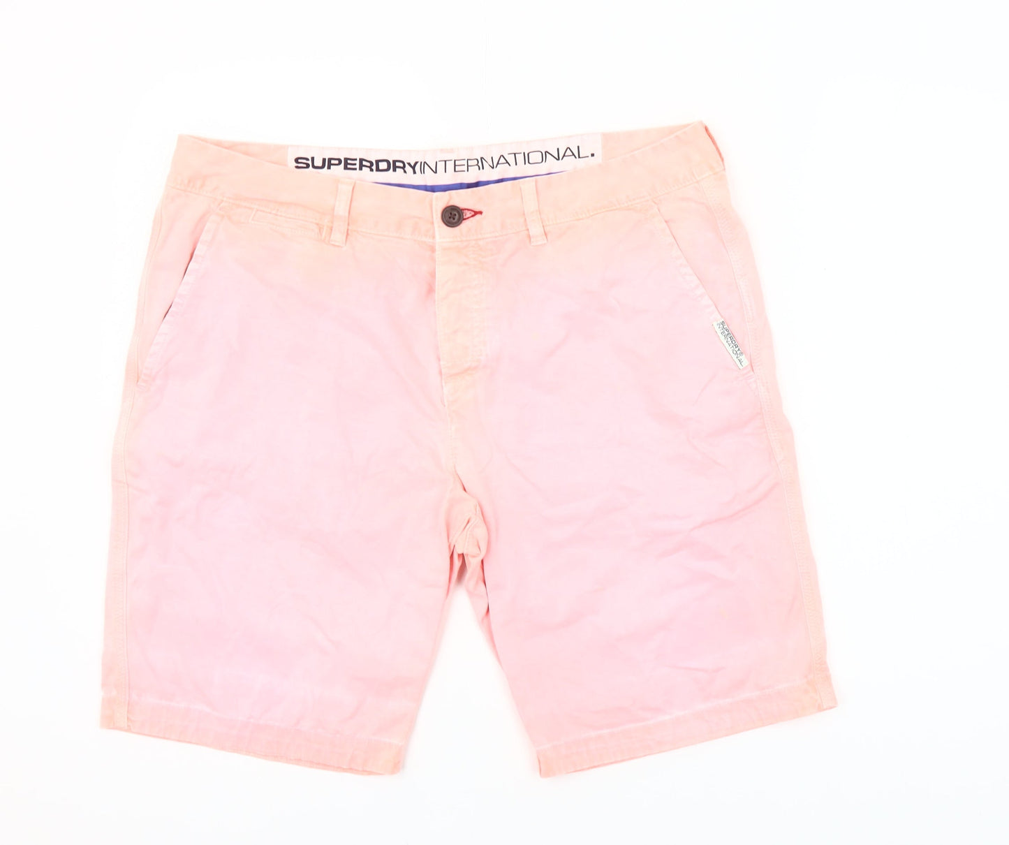 Superdry Mens Pink Chino Shorts XL Cotton Blend Casual Summer