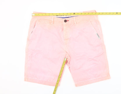 Superdry Mens Pink Chino Shorts XL Cotton Blend Casual Summer