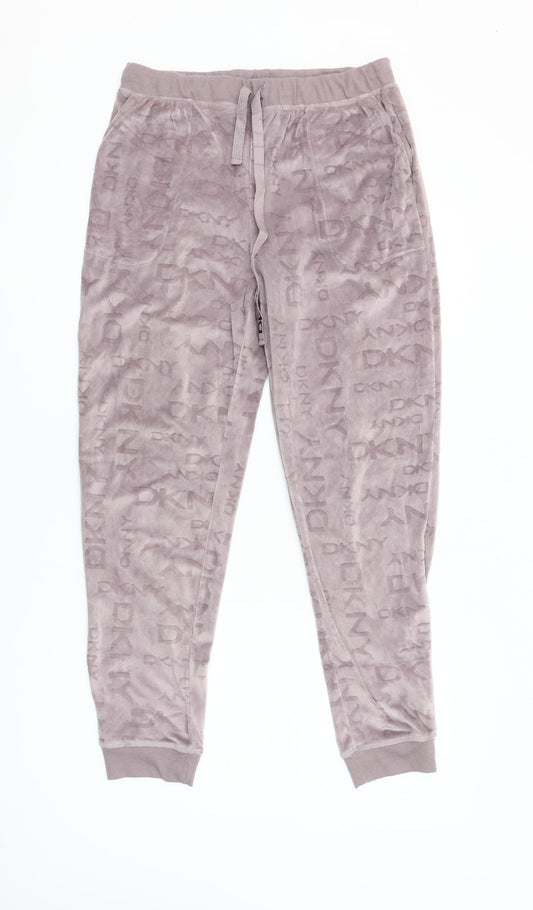 DKNY Women’s Purple Velour Logo Jogger Trousers Size S
