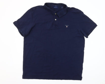 GANT Men's Blue Regular Fit Short Sleeve Cotton Polo Shirt 2XL