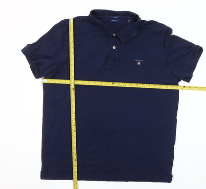 GANT Men's Blue Regular Fit Short Sleeve Cotton Polo Shirt 2XL