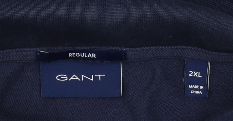 GANT Men's Blue Regular Fit Short Sleeve Cotton Polo Shirt 2XL