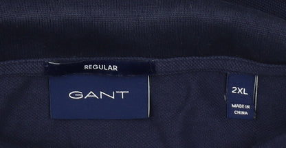 GANT Men's Blue Regular Fit Short Sleeve Cotton Polo Shirt 2XL