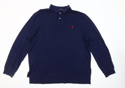 Ralph Lauren Men's Blue Long Sleeve Polo Shirt 2XL Custom Fit
