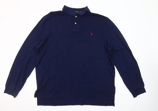Ralph Lauren Men's Blue Long Sleeve Polo Shirt 2XL Custom Fit