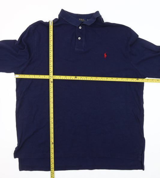 Ralph Lauren Men's Blue Long Sleeve Polo Shirt 2XL Custom Fit