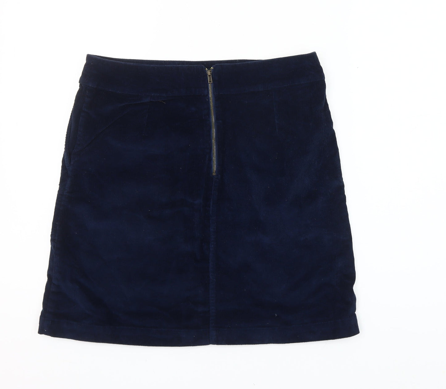 FatFace Women's Blue Corduroy Short Skirt Size 10 Zip Pockets