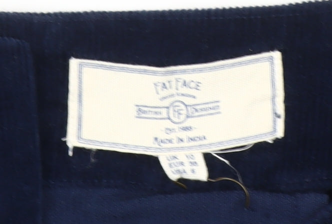 FatFace Women's Blue Corduroy Short Skirt Size 10 Zip Pockets
