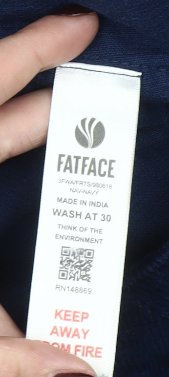 FatFace Women's Blue Corduroy Short Skirt Size 10 Zip Pockets