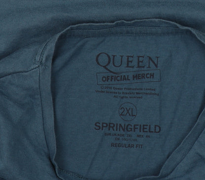 Queen Official Merch Men's Blue 2XL Regular Fit Graphic T-Shirt