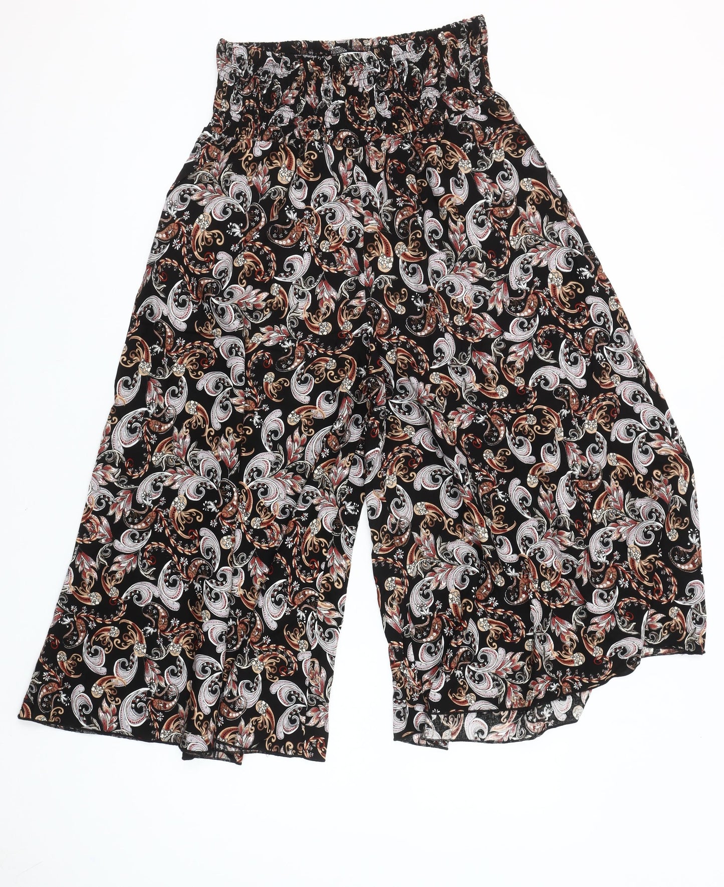Refines Collezione Women's Multicoloured Paisley Cropped Wide-Leg Cotton Trousers S