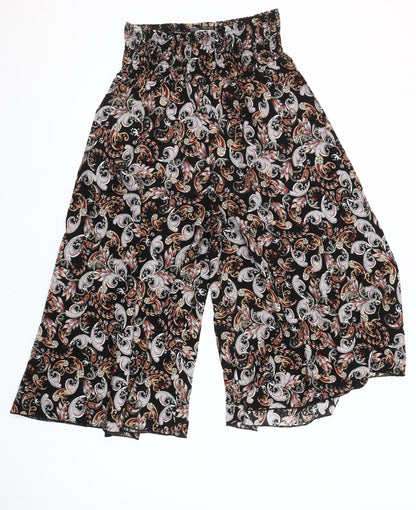Refines Collezione Women's Multicoloured Paisley Cropped Wide-Leg Cotton Trousers S