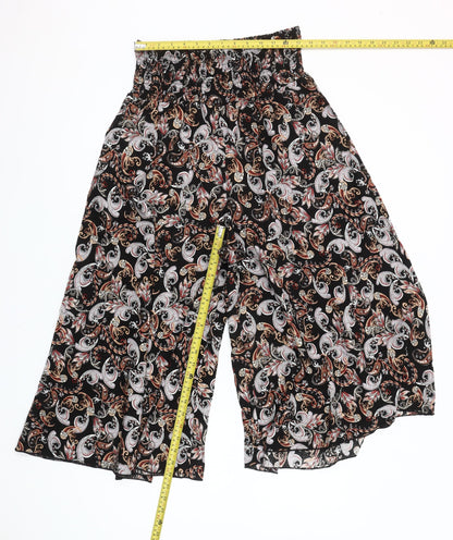 Refines Collezione Women's Multicoloured Paisley Cropped Wide-Leg Cotton Trousers S