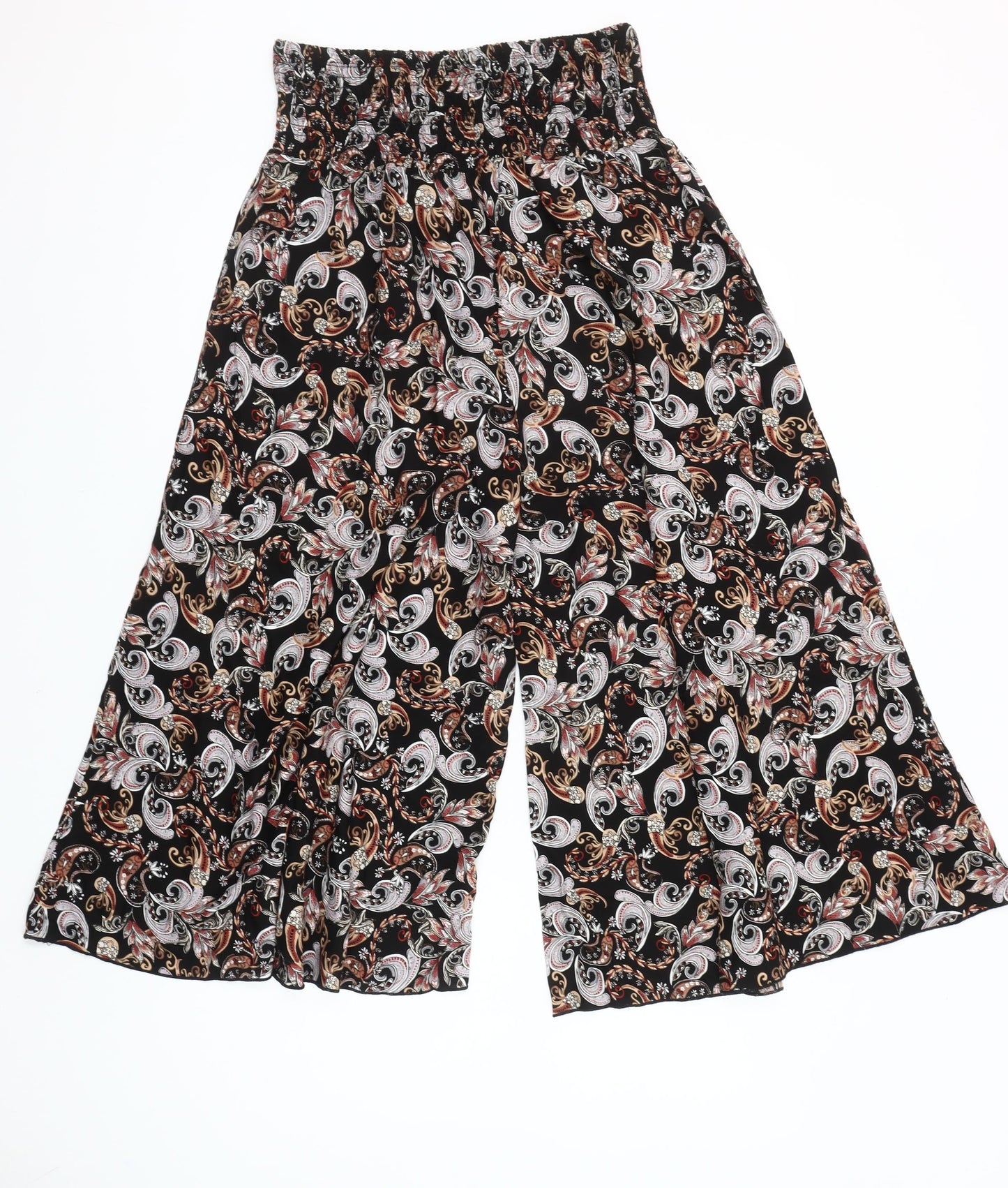 Refines Collezione Women's Multicoloured Paisley Cropped Wide-Leg Cotton Trousers S