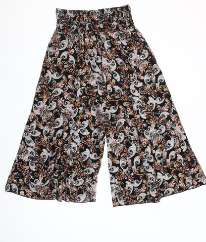 Refines Collezione Women's Multicoloured Paisley Cropped Wide-Leg Cotton Trousers S
