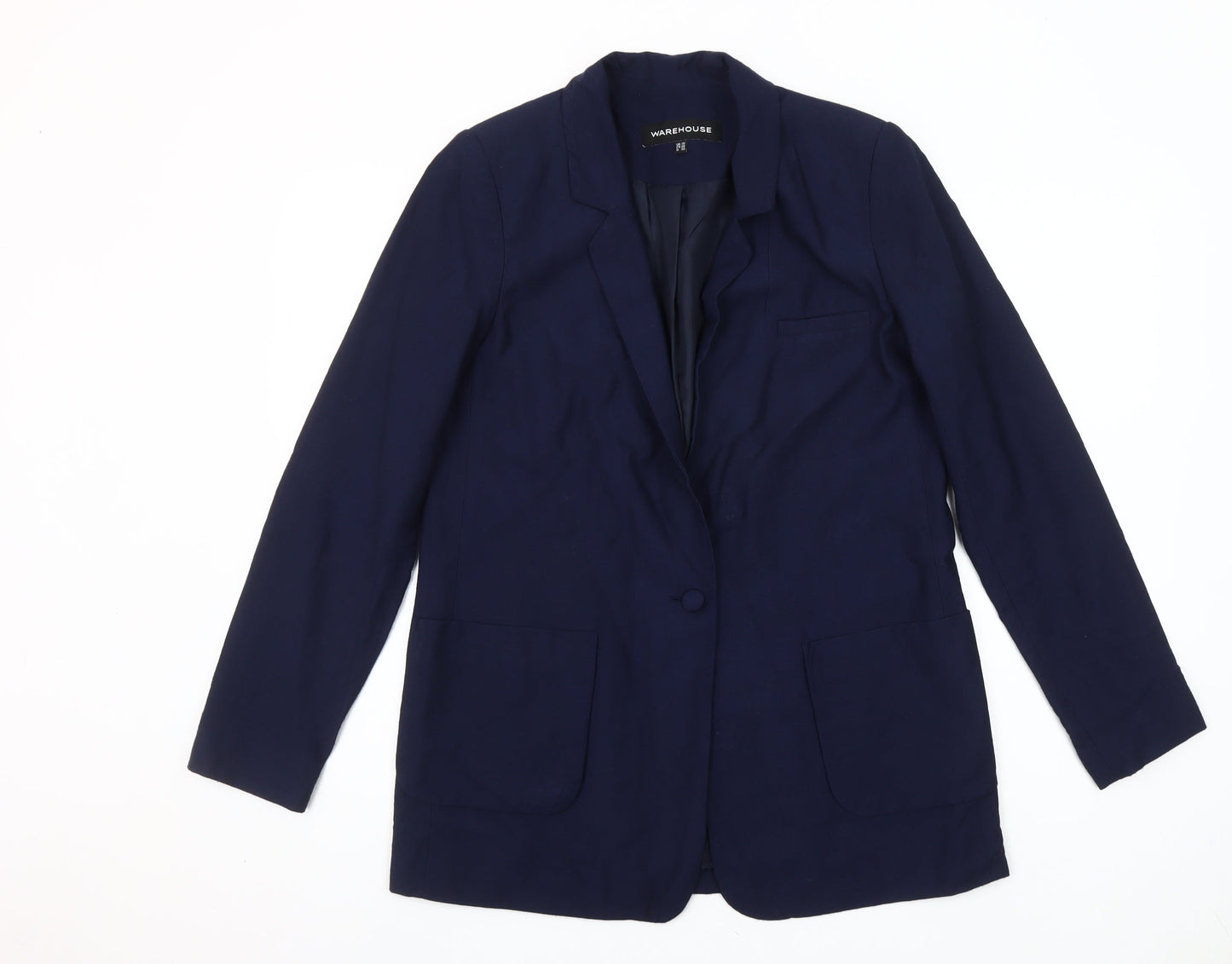 Warehouse Womens Navy Blue Single-Breasted Suit Jacket UK 10