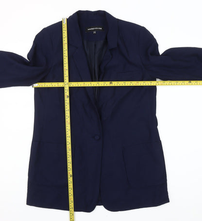 Warehouse Womens Navy Blue Single-Breasted Suit Jacket UK 10