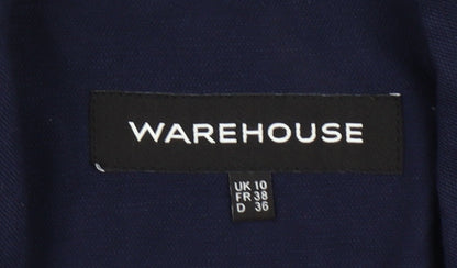 Warehouse Womens Navy Blue Single-Breasted Suit Jacket UK 10
