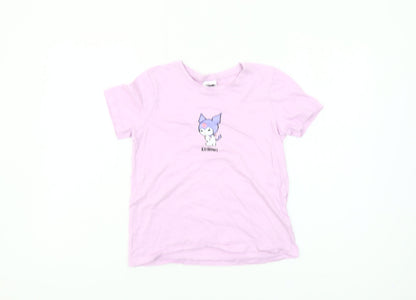 Primark Girls Kuromi Pink Graphic T-Shirt 10-11 Years Cotton