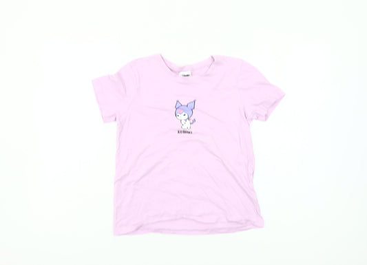 Primark Girls Kuromi Pink Graphic T-Shirt 10-11 Years Cotton