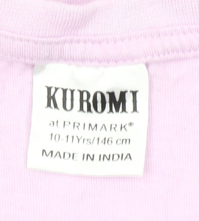 Primark Girls Kuromi Pink Graphic T-Shirt 10-11 Years Cotton