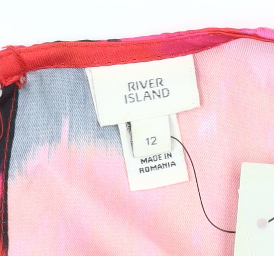 River Island Women Pink Bodycon Ruched 80s Mini Dress Size 12