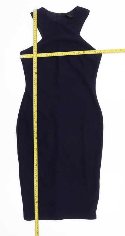 AX Paris Women Blue Size 12 Bodycon Halter Knee Dress