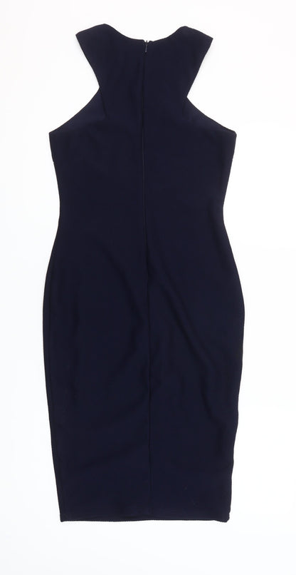 AX Paris Women Blue Size 12 Bodycon Halter Knee Dress