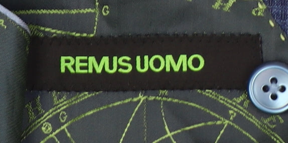 Remus Uomo Men's Blue Check Wool Waistcoat Size 40R Classic Fit