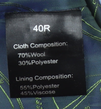 Remus Uomo Men's Blue Check Wool Waistcoat Size 40R Classic Fit