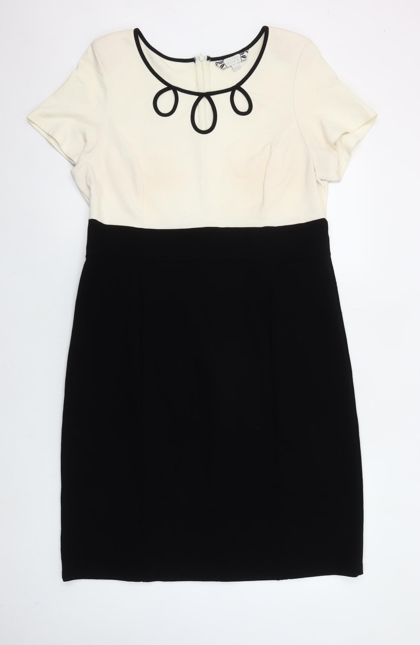 Joanna Hope Women's Black White Colourblock Sheath Dress Size 16