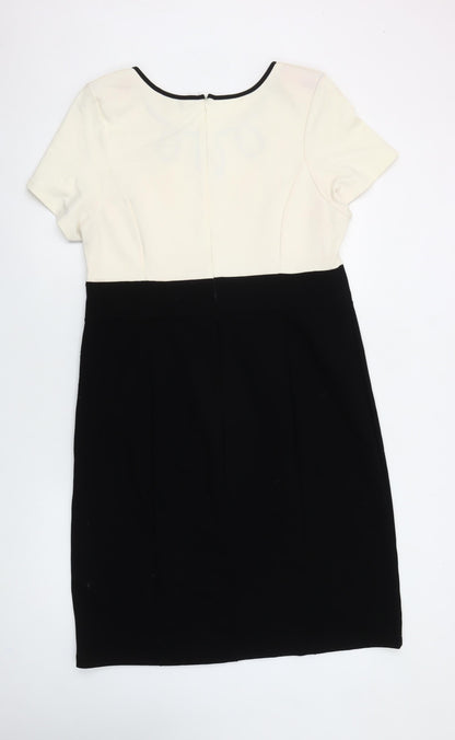 Joanna Hope Women's Black White Colourblock Sheath Dress Size 16