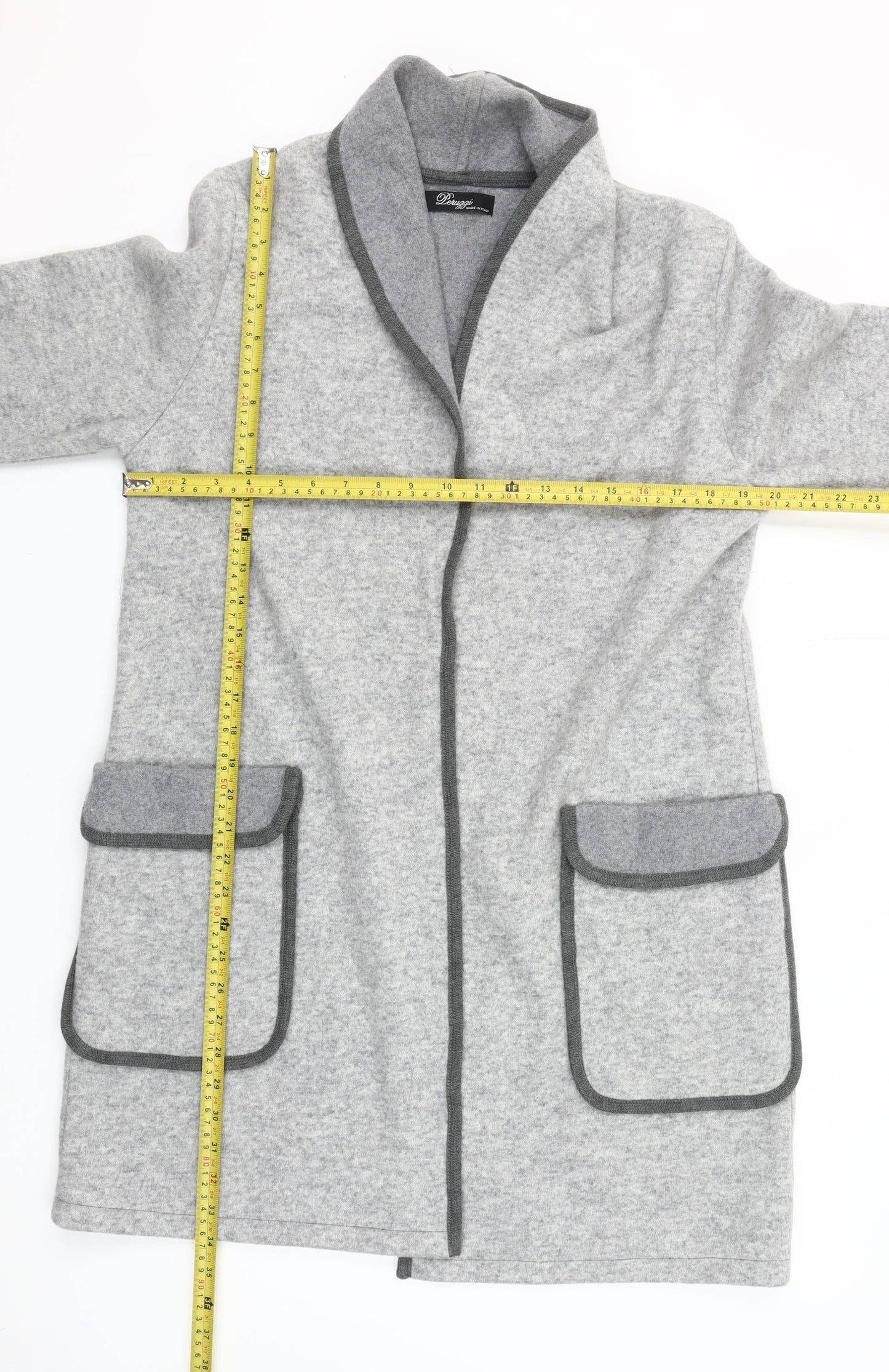 Peruzzi Women Grey Wool Blend Long Sleeve Cardigan Size 10