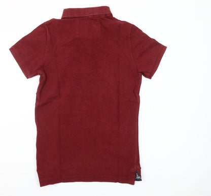 Superdry Men's Red Classic Polo Shirt Size M Cotton Logo