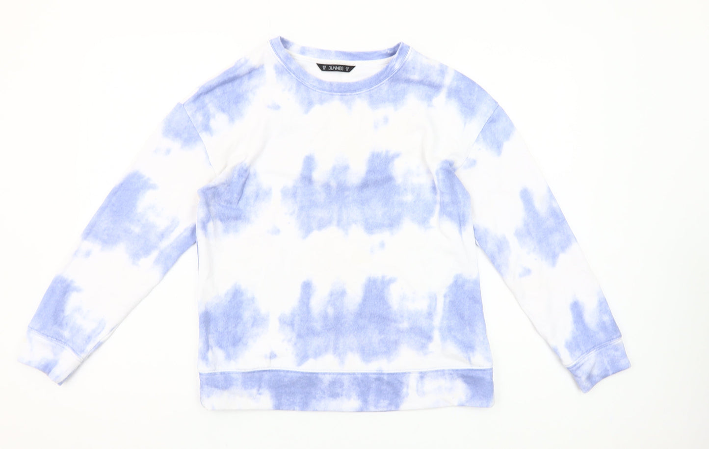 Dunnes Women Blue Tie-Dye Crew Neck Pullover Sweatshirt XS
