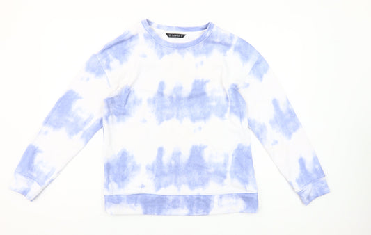 Additional front view of Dunnes Women Blue Tie-Dye Crew Neck Pullover Sweatshirt XS