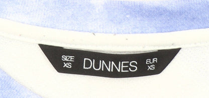 Dunnes Women Blue Tie-Dye Crew Neck Pullover Sweatshirt XS
