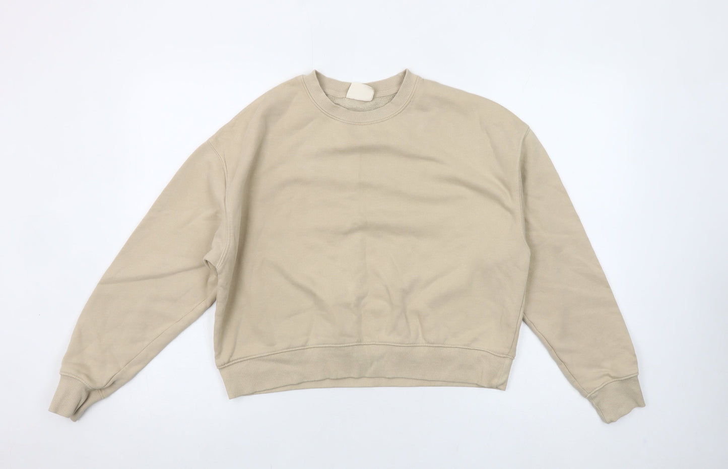 Pull & Bear Womens Beige Cotton Blend Crew Neck Sweatshirt Size M