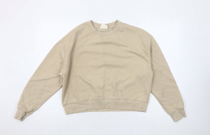 Pull & Bear Womens Beige Cotton Blend Crew Neck Sweatshirt Size M