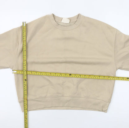 Pull & Bear Womens Beige Cotton Blend Crew Neck Sweatshirt Size M