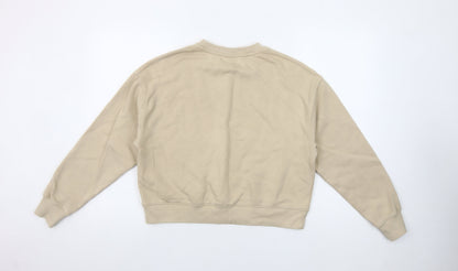 Pull & Bear Womens Beige Cotton Blend Crew Neck Sweatshirt Size M