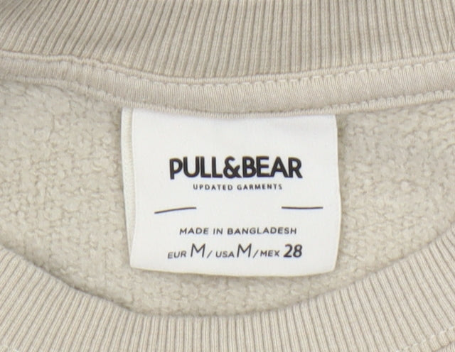 Pull & Bear Womens Beige Cotton Blend Crew Neck Sweatshirt Size M