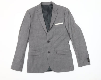 H&M Men's Grey Slim Fit Suit Jacket 36R Classic Two Button