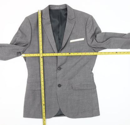 H&M Men's Grey Slim Fit Suit Jacket 36R Classic Two Button