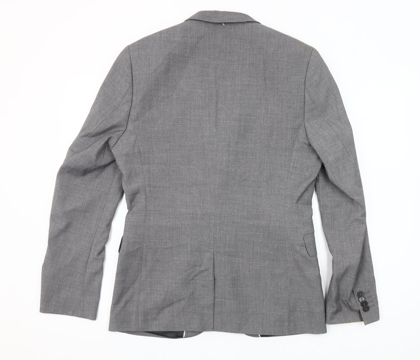 H&M Men's Grey Slim Fit Suit Jacket 36R Classic Two Button